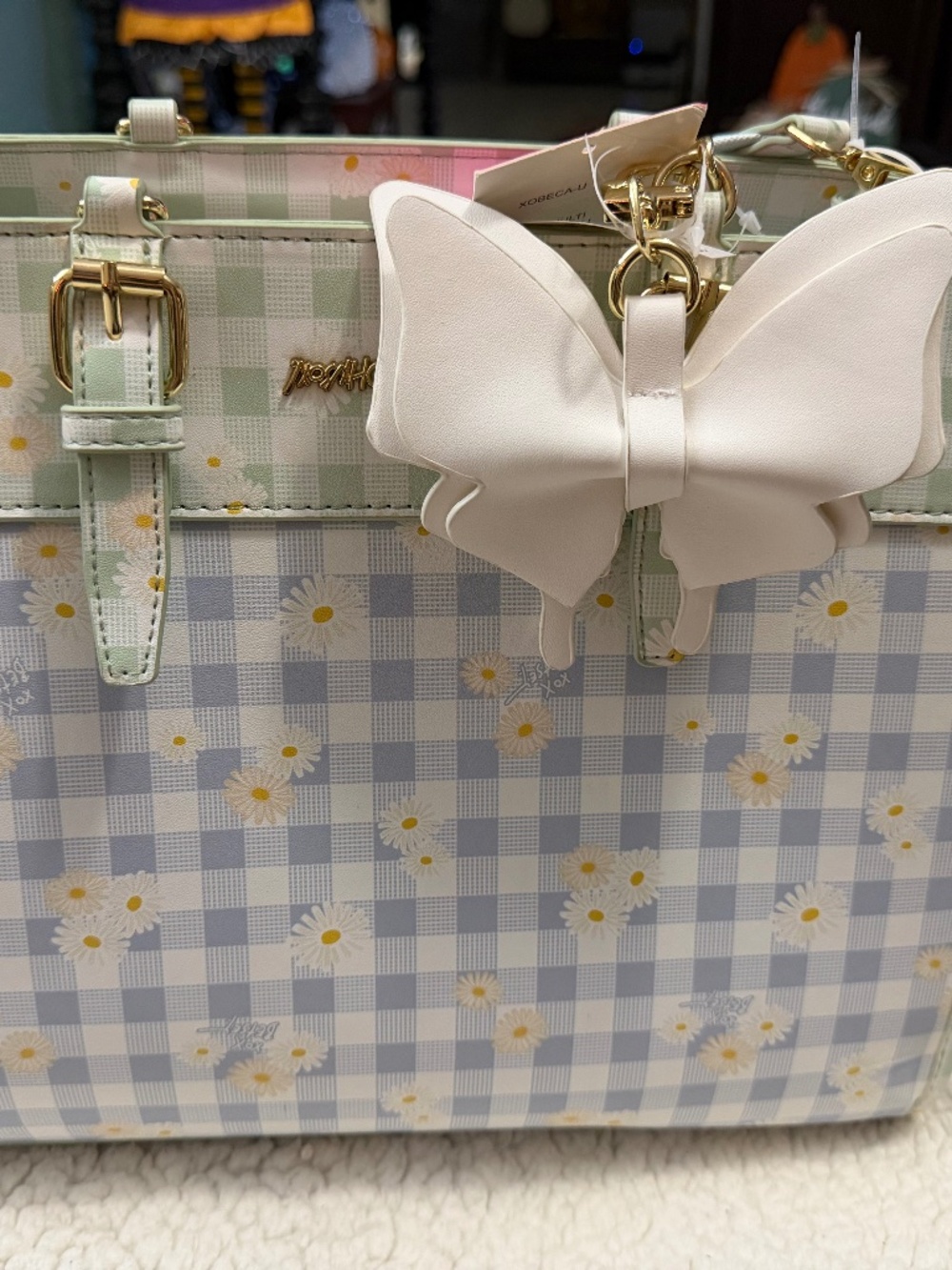 Betsey Johnson Daisy Plaid blue & green purse